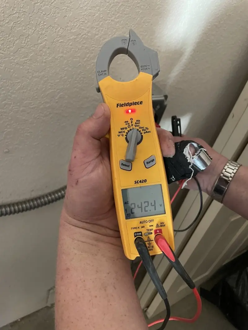 Voltage testing with clamp meter during Generator Installation in East Pasadena